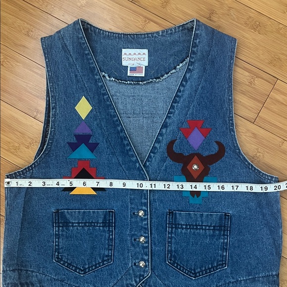 Sundance Denim Wear Western Denim Vest large - Picture 6 of 7